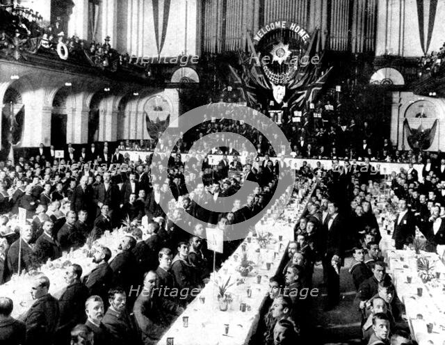 Banquet to the officers and crew of H.M.S. "St. George" at the Town Hall, Portsmouth, 1898. Creator: Russell.