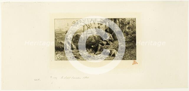 The Little Pig-Keeper, c. 1864. Creator: Charles Emile Jacque.