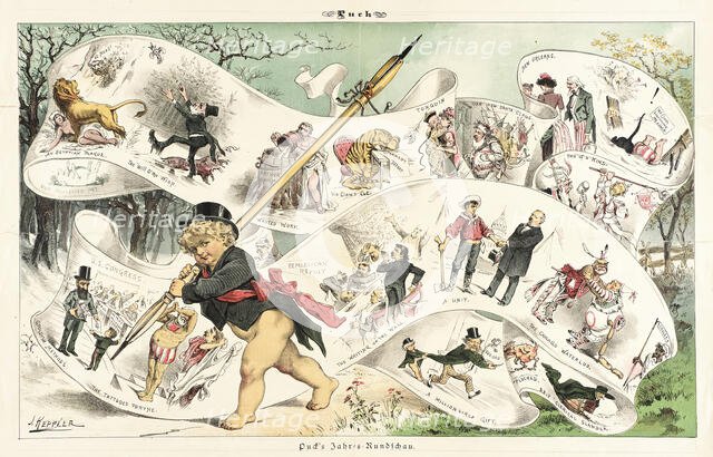 Cartoon from Puck, between 1880 and 1889. Creators: Joseph Keppler, Bernhard Gillam.