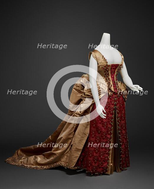 Court Gown (Gown, Two Extra Sleeves), about 1883. Creators: Marshall Field & Company, Unknown.