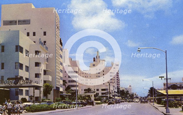 Collins Avenue looking toward Lincoln Road, Miami Beach, Florida, USA, 1953. Artist: Unknown