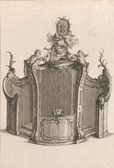 Design for a Confessional, Plate 2 from an Untitled Series of Designs for C..., Printed ca. 1750-56. Creator: Carl Pier.