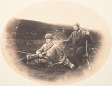 Ned and Colin Ross with Hunt Trophy, ca. 1857. Creator: Horatio Ross.
