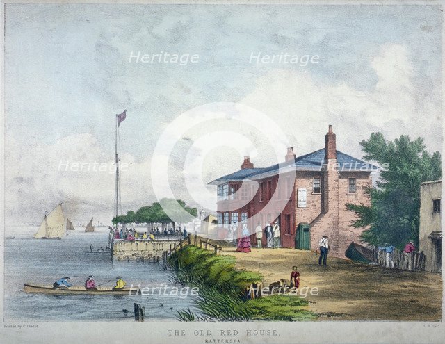 View of the Red House Inn on the banks of the River Thames, Battersea, London, 1850.                 Artist: Anon