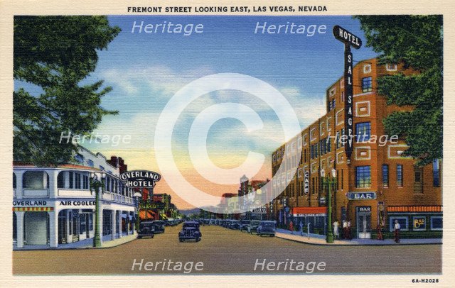 'Fremont Street Looking East, Las Vegas, Nevada', postcard, 1936. Artist: Unknown