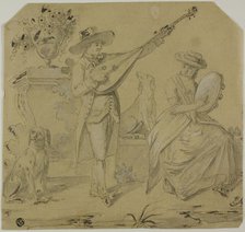 Man Playing Lute and Woman Playing Tamborine, n.d. Creator: Unknown.