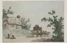 The Departure of the Coach, c1785. Creator: Circle of Thomas Rowlandson.