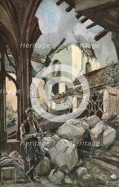 ''Verdun; Le Cloitre et la Cathedrale', 1916 (1924) Creator: Francois Flameng.