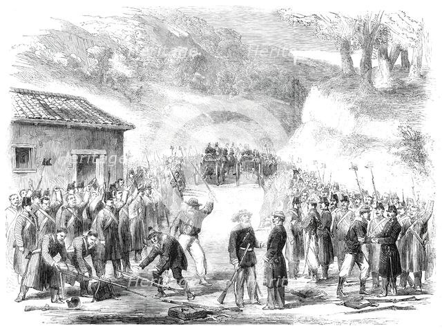 Surrender of the Neapolitan troops at Soveria, Calabria..., 1860. Creator: Unknown.