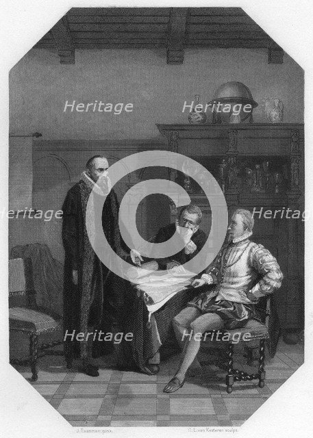 Johan van Oldenbarnevelt meeting Earl of Leicester, 1585-1587 (c1870).Artist: Van Kesteren