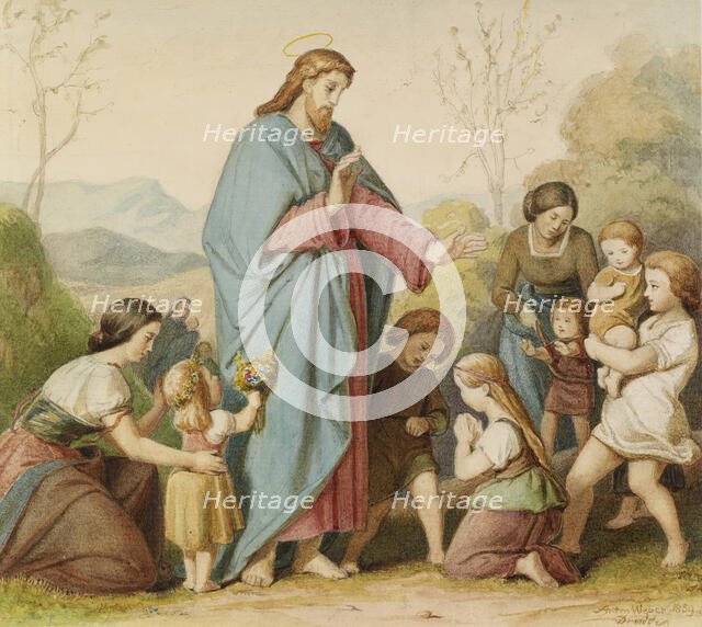 Suffer the Little Children, 1859. Creator: Anton Weber.