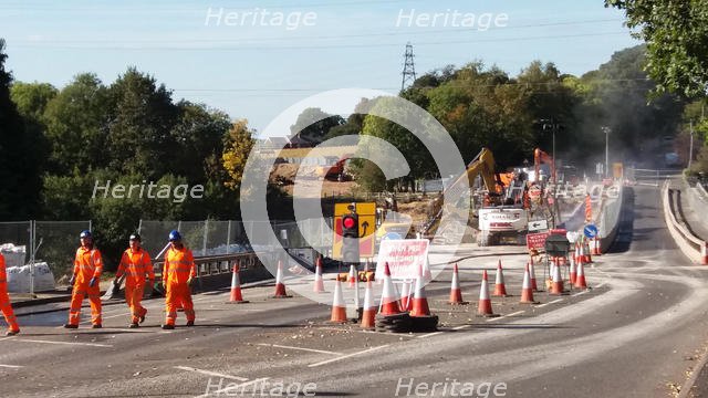 Bridge Demolition over M27 Motorway at Rownhams 2018. Creator: Unknown.
