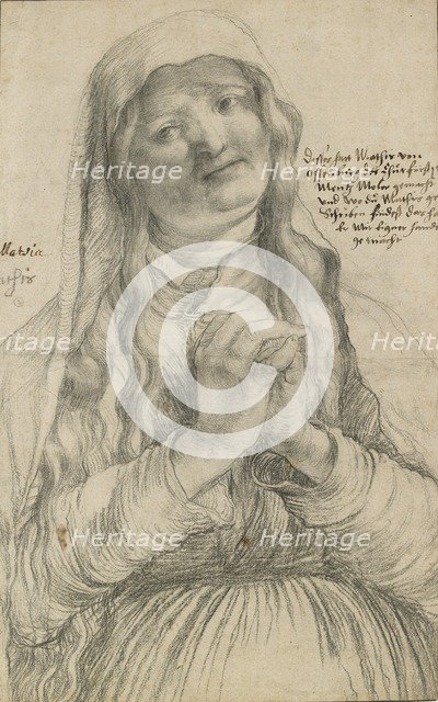 An elderly Woman with clasped Hands, early 16th century. Artist: Matthias Gruenewald.
