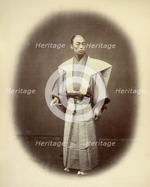 Japanese Yakonin in Dress of Ceremony, 1866-1867. Creator: Felice Beato.