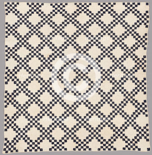 Bedcover (Double Irish Chain), United States, c. 1850. Creator: Unknown.