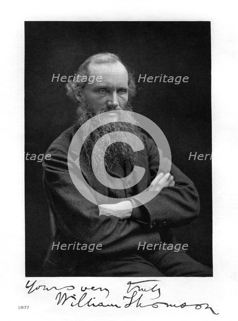 William Thomson, Lord Kelvin, Irish-Scottish mathematician, physicist and engineer, 1877. Artist: Unknown