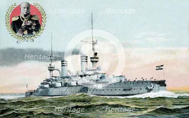 German warship 'Kaiser Wilhelm der Grosse', 20th century. Artist: Albert Sebille