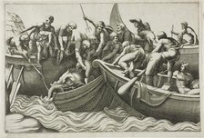 Fishermen Catching a Sea Monster, 1560/70. Creator: Adamo Scultori.