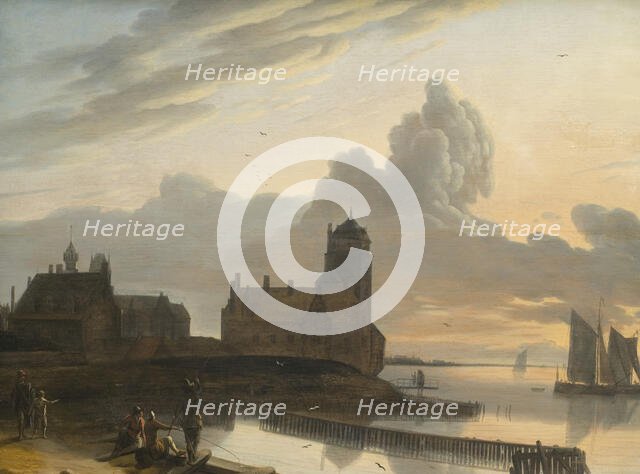 German River Landscape with a Town, 1660. Creator: Gerrit Berckheyde.