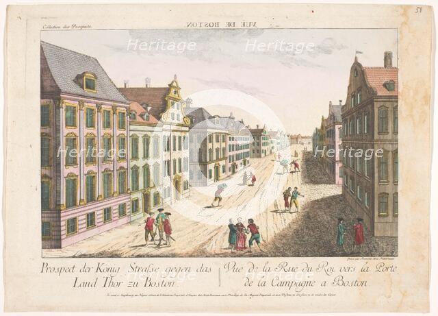 View of King Street in Boston, 1755-1779. Creator: Franz Xavier Habermann.