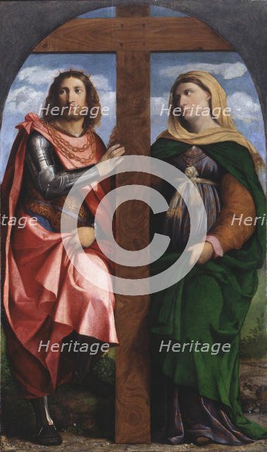 Exaltation of the Cross. Saints Constantine the Great and Helena, 1520-1522. Creator: Palma il Vecchio, Jacopo, the Elder (1480-1528).