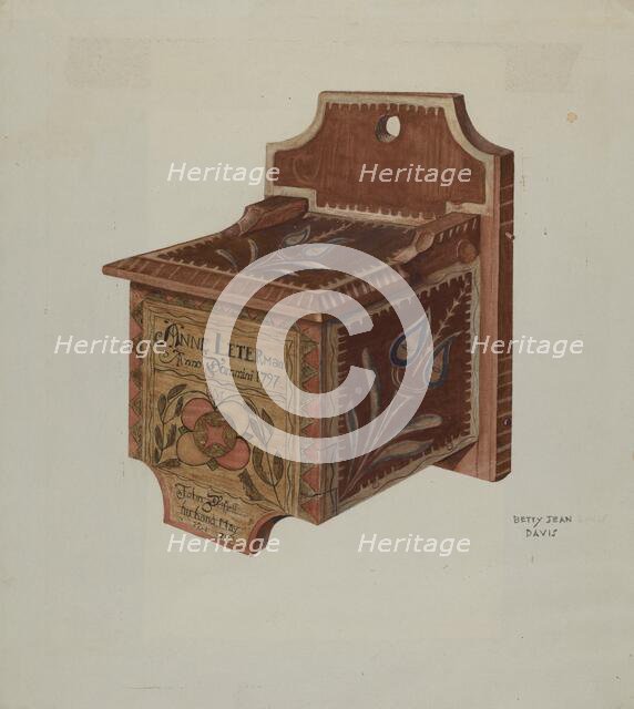 Pennsylvania German Hanging Salt Box, c. 1939. Creator: Betty Jean Davis.