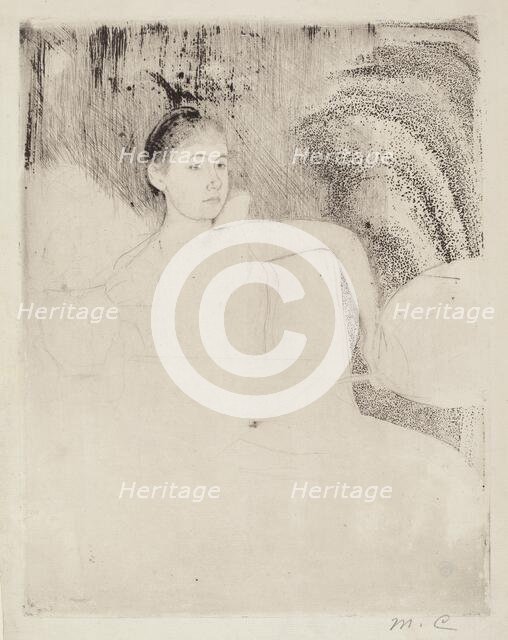 Mimi Holding a Japanese Fan, c. 1889. Creator: Mary Cassatt.