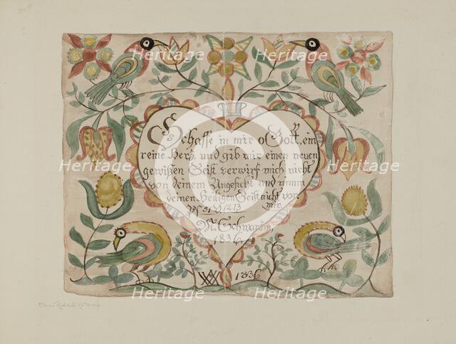 Illuminated Psalm, c. 1939. Creator: Elmer R. Kottcamp.