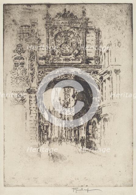 Grosse Horloge, Rouen, 1907. Creator: Joseph Pennell.