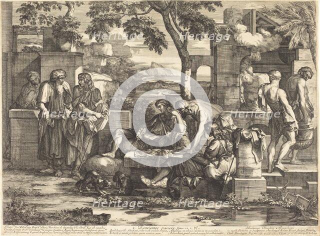 Esurientes pascere, 1665/1670. Creator: Sébastien Bourdon.