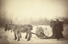 A Siberian posting sledge on a cold morning, with GK [ie, George Kennan]..., between 1885 and 86. Creator: George Albert Frost.