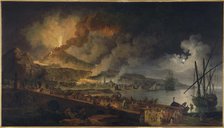 The eruption of Vesuvius seen from Portici , ca 1767. Creator: Volaire, Pierre Jacques (1729-1802).