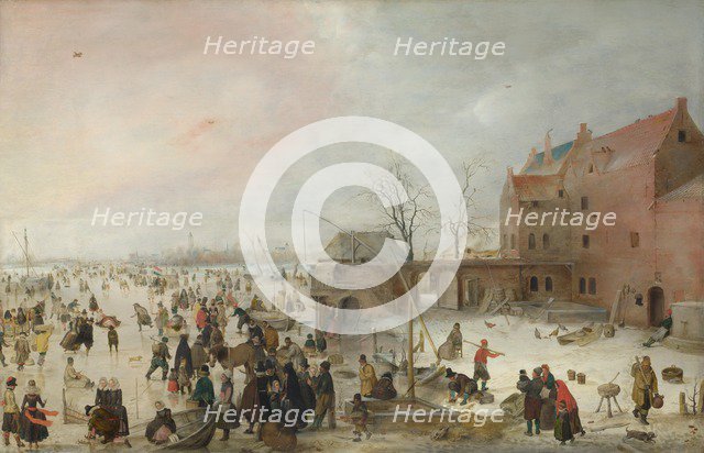 A Scene on the Ice near a Town, c. 1615. Artist: Avercamp, Hendrick (1585-1634)