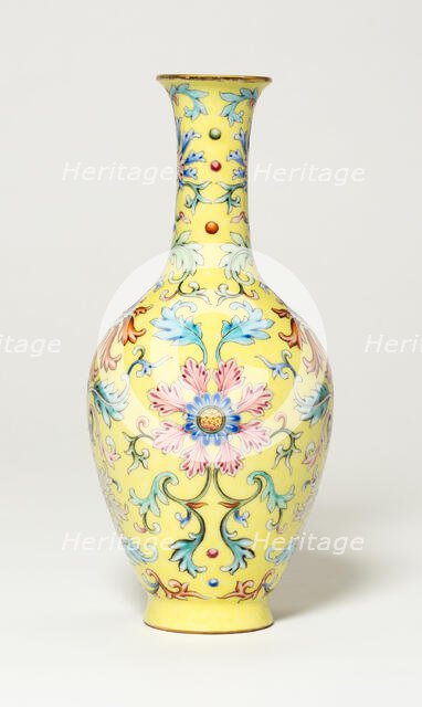 Vase with Floral Scrolls, Qing dynasty (1644-1911), Qianlong reign mark and period (1736-1795). Creator: Unknown.