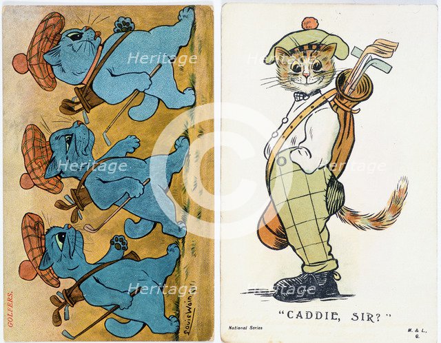 Cats with a golfing theme, c1910. Artist: Unknown