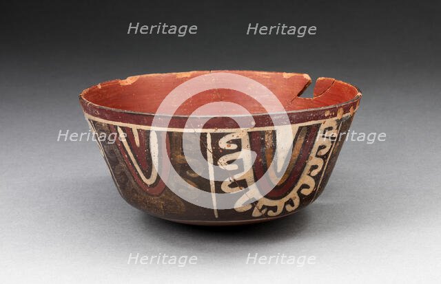 Bowl with Concentric Half-Circle Motifs Descending from Rim, 180 B.C./A.D. 500. Creator: Unknown.