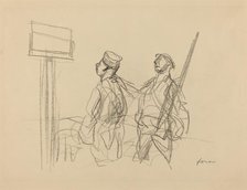 Two Soldiers Looking at a Placard, probably 1918. Creator: Jean Louis Forain.