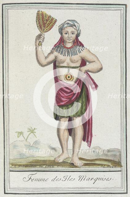Costumes de Différents Pays, 'Femme des Iles les Marquises', c1797. Creator: Jacques Grasset de Saint-Sauveur.