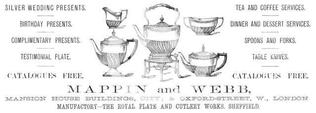 Advertisement for Mappin and Webb, 1883. Creator: Unknown.