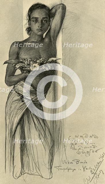 Ukku Banda, young man at a temple, Kandy, Ceylon, 1898. Creator: Christian Wilhelm Allers.