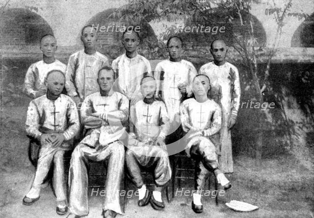 The Sack of the American Mission, Chung-King: Dr. McCartney and his staff of assistants..., 1898. Creator: Unknown.