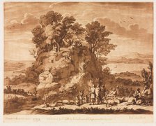 Liber Veritatis: No. 138, A View of the Sea, with Christ Preaching on the Mount..., 1776. Creator: Richard Earlom (British, 1743-1822); John Boydell.