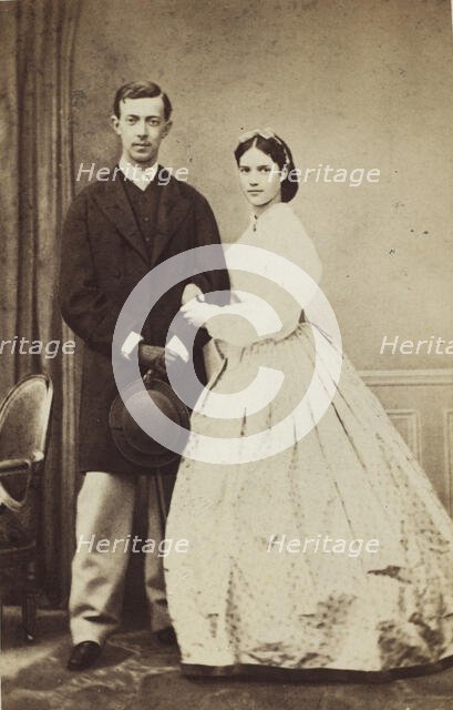 Portrait of Grand Duke Nicholas Alexandrovich of Russia (1843-1865) and Princess Dagmark, 1864. Creator: Hansen, Georg Emil (1833-1891).