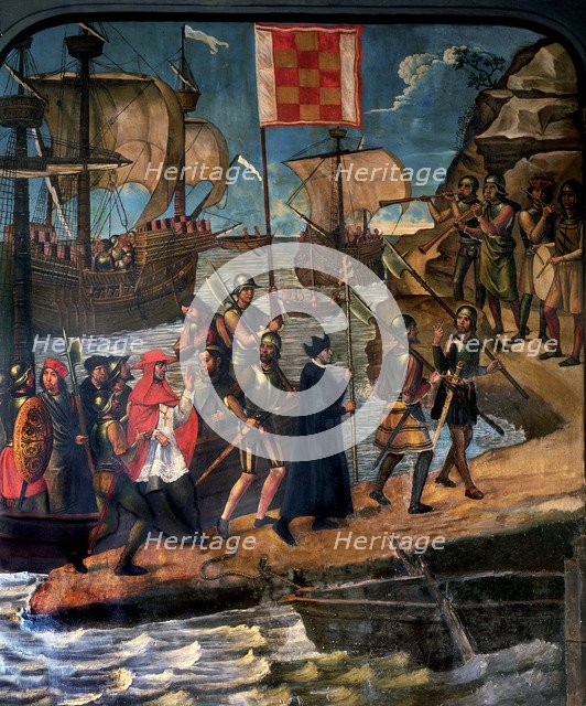 Landing of Cardinal Cisneros in Oran, 1514, fresco in the Mozarabic chapel of the Cathedral.