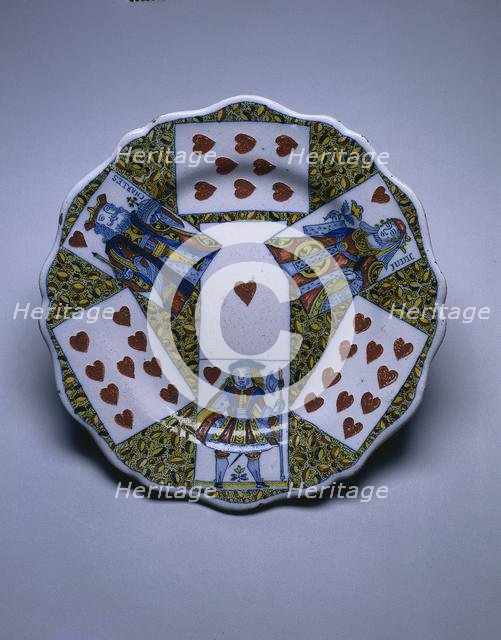 Plate with Playing Cards, c. 1760. Creator: Unknown.