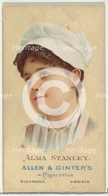 Alma Stanley, from World's Beauties, Series 2 (N27) for Allen & Ginter Cigarettes, 1888., 1888. Creator: Allen & Ginter.