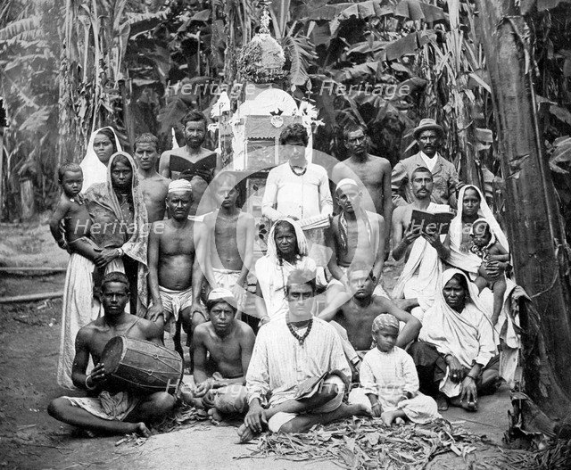 'Coolies at worship', Jamaica, c1905.Artist: Adolphe Duperly & Son