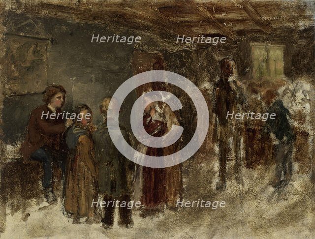 Interior view of the school, sketch, 1870-1871. Creator: Karl Emanuel Jansson.