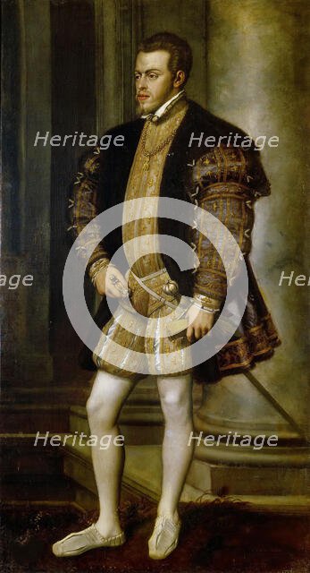 Portrait of Philip II (1527-1598), King of Spain and Portugal, ca 1554. Creator: Titian (1488-1576).