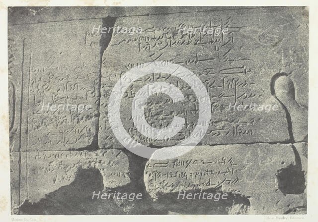 Inscription Démotique, Grand Temple d'Isis à Philoe; Nubie, 1849/51, printed 1852. Creator: Maxime du Camp.